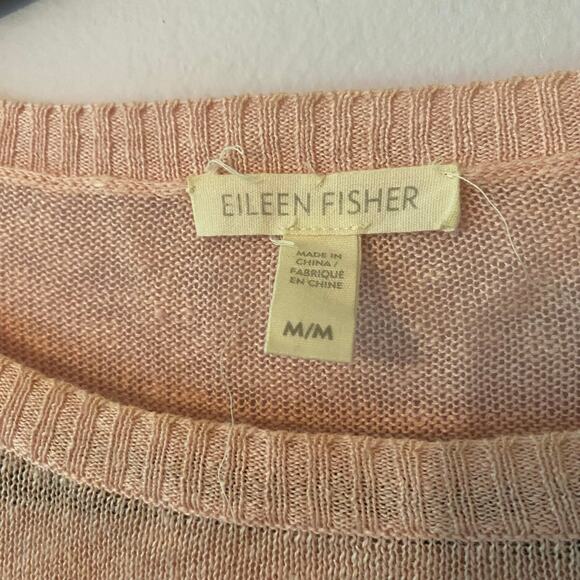 Eileen Fisher Women's Medium Light Pink 100% Linen Lightweight Crewneck Sweater - Picture 2 of 8